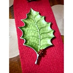 22" Julia Knight signed Holly Leaf Platter